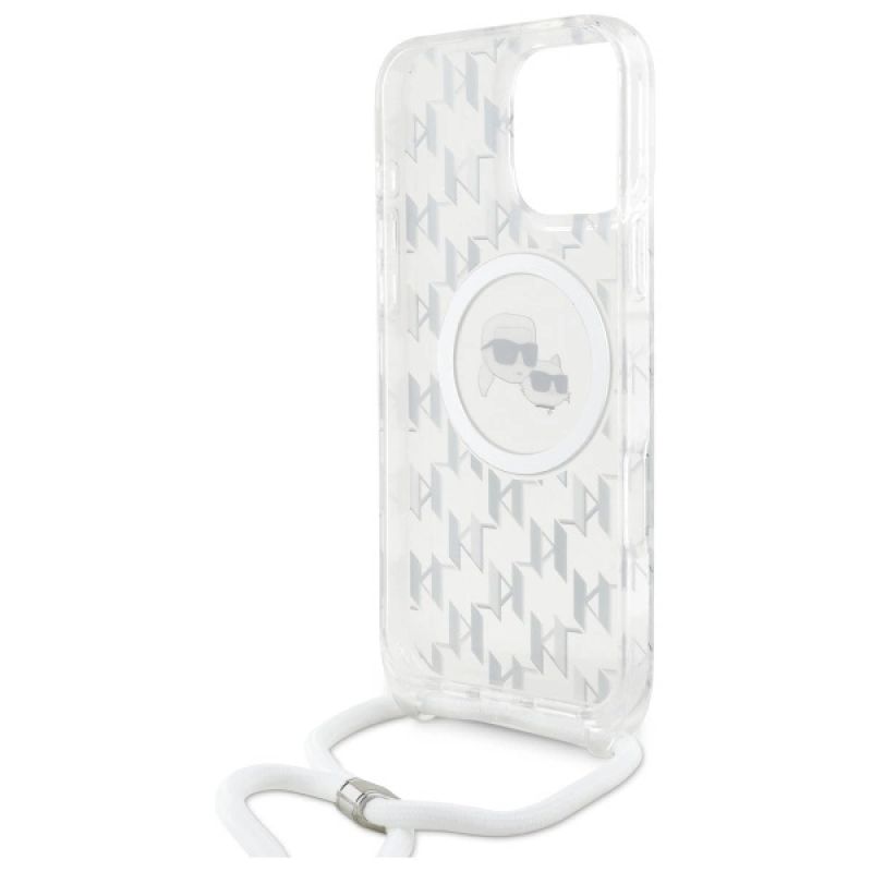 Etui Karl Lagerfeld IML Crossbody Monogram Karl & Choupette Head MagSafe na iPhone 16 Pro Max - przezroczyste - obrazek 6