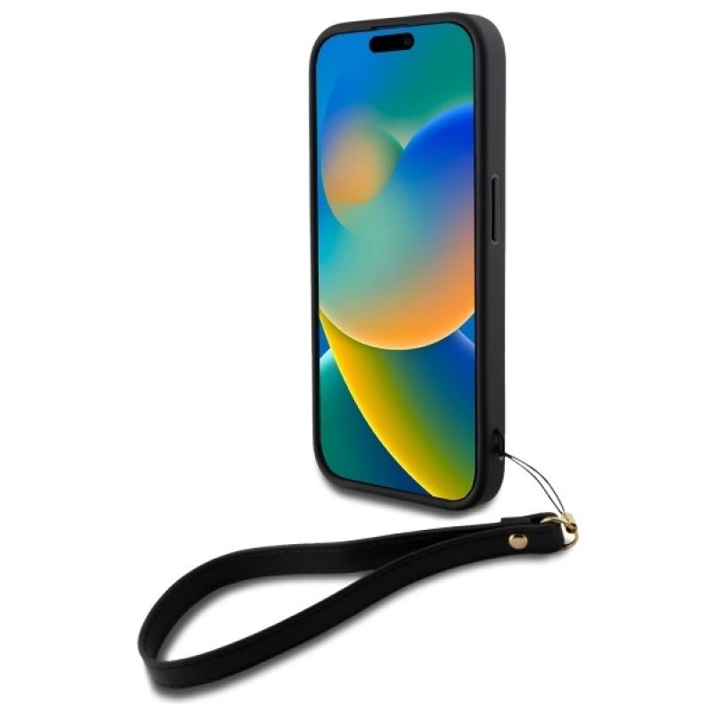 Etui DKNY Wrist Strap Stock Logo na iPhone 16 - czarne - obrazek 4
