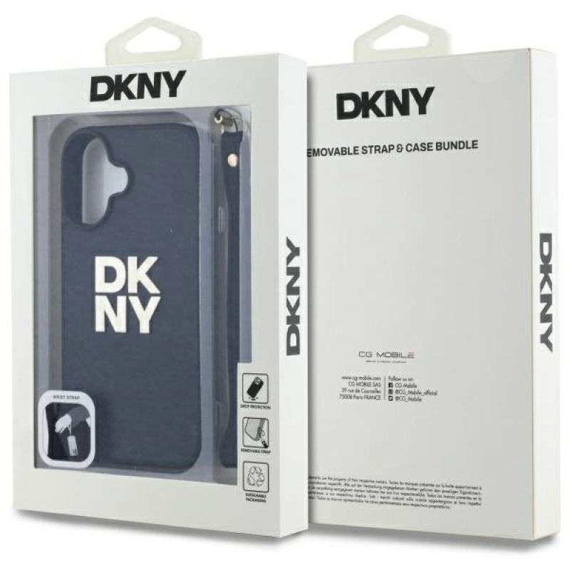 Etui DKNY Wrist Strap Stock Logo na iPhone 16 - czarne - obrazek 7
