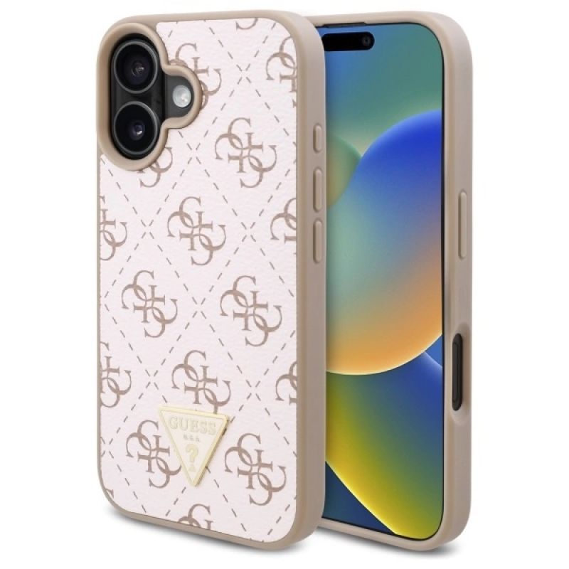 Etui Guess New 4G Triangle na iPhone 16 Plus - białe