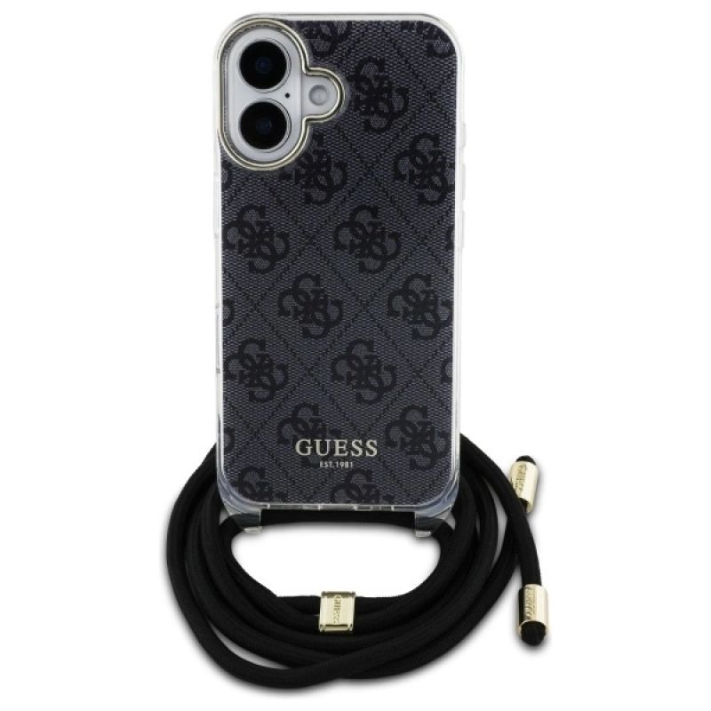Etui Guess Crossbody Cord 4G Print na iPhone 16 - czarne - obrazek 2