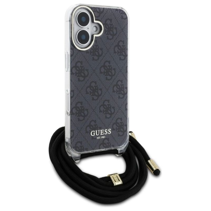 Etui Guess Crossbody Cord 4G Print na iPhone 16 - czarne - obrazek 3