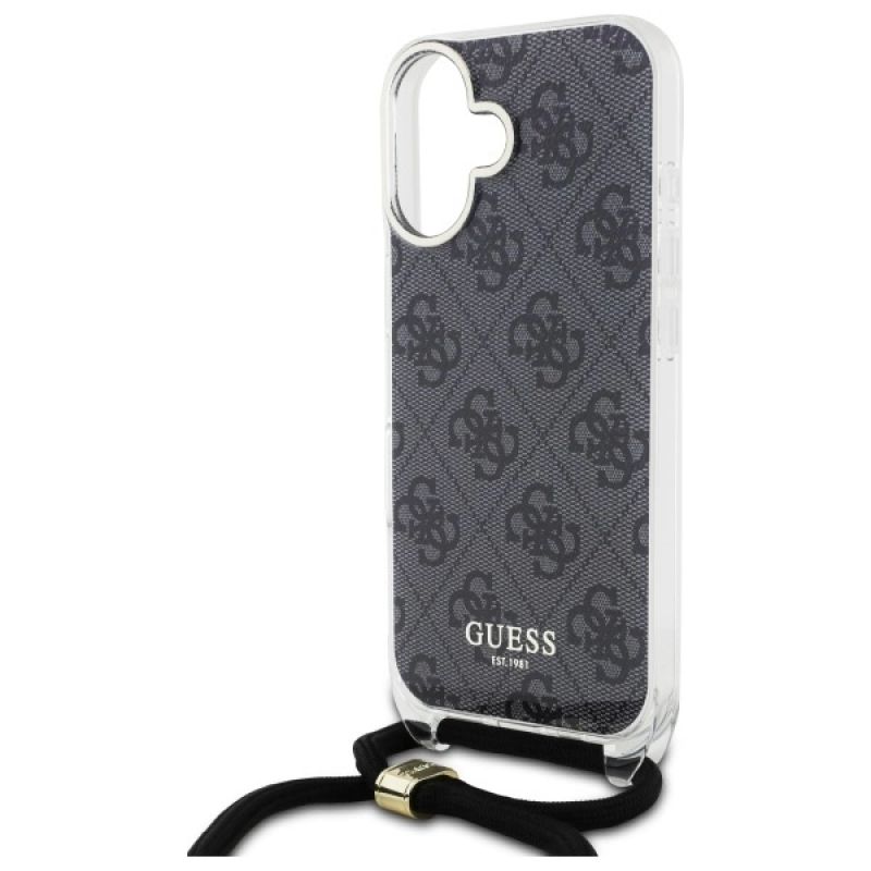 Etui Guess Crossbody Cord 4G Print na iPhone 16 - czarne - obrazek 5