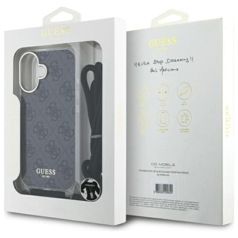 Etui Guess Crossbody Cord 4G Print na iPhone 16 - czarne - obrazek 7