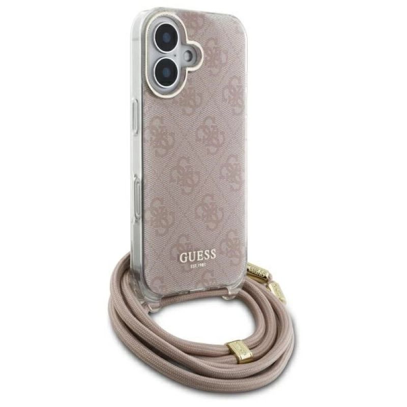 Etui Guess Crossbody Cord 4G Print na iPhone 16 - różowe - obrazek 2