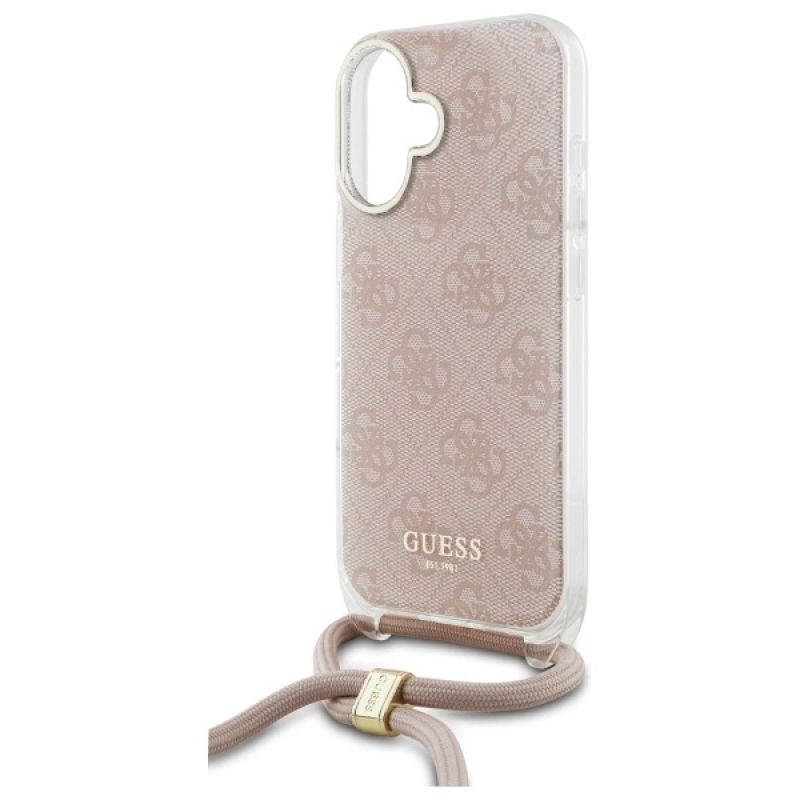 Etui Guess Crossbody Cord 4G Print na iPhone 16 - różowe - obrazek 4