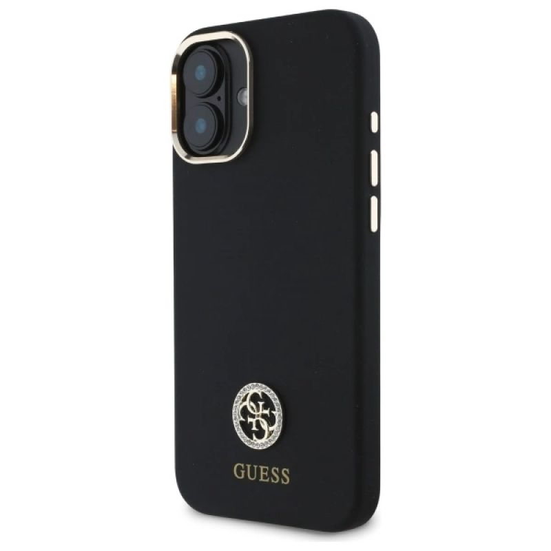 Etui Guess Silicone Logo Strass 4G na iPhone 16 - czarne - obrazek 2