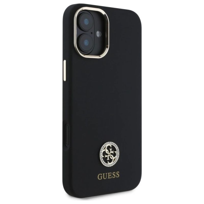Etui Guess Silicone Logo Strass 4G na iPhone 16 - czarne - obrazek 4