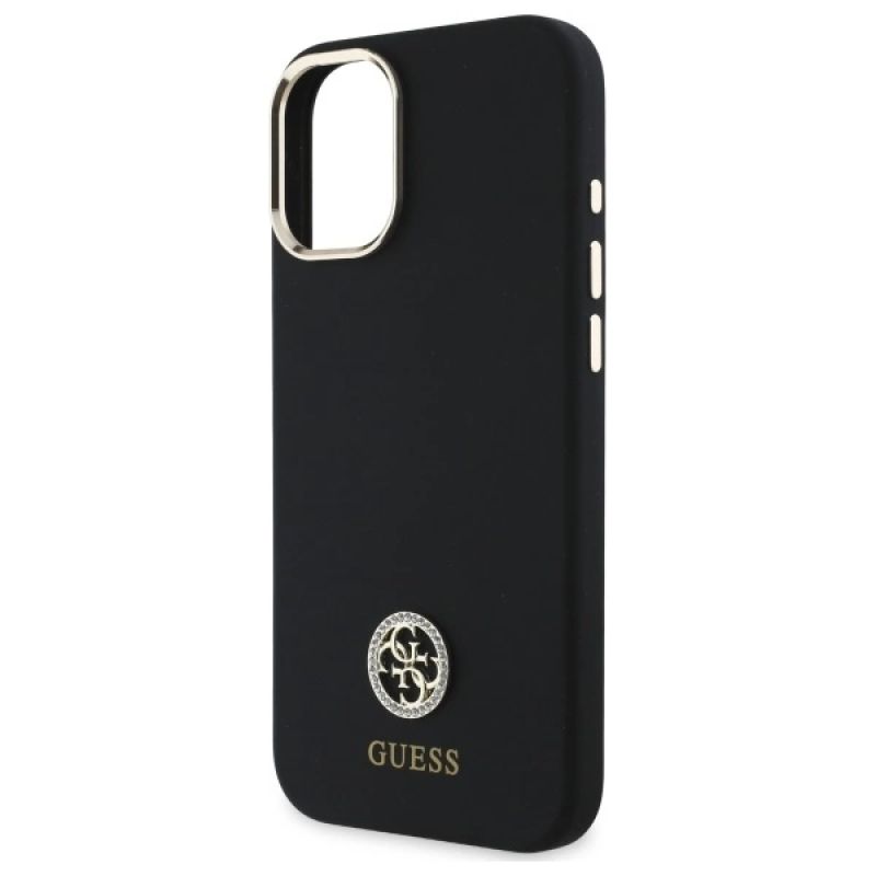 Etui Guess Silicone Logo Strass 4G na iPhone 16 - czarne - obrazek 6