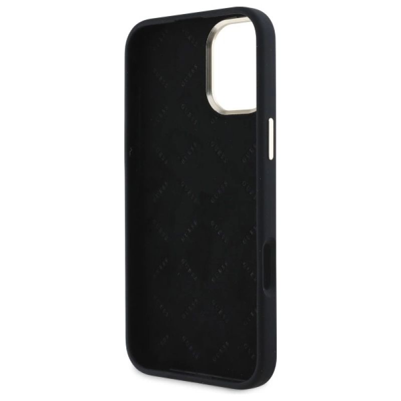 Etui Guess Silicone Logo Strass 4G na iPhone 16 - czarne - obrazek 7