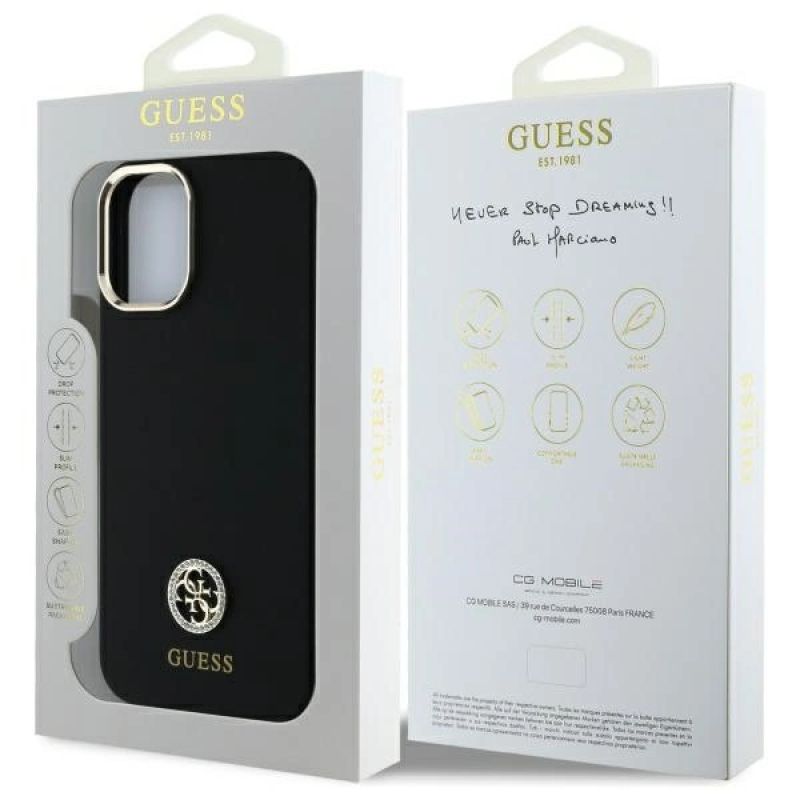 Etui Guess Silicone Logo Strass 4G na iPhone 16 - czarne - obrazek 8