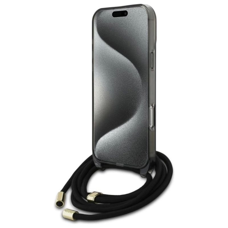 Etui Guess Crossbody Cord Script MagSafe na iPhone 16 Pro - czarne - obrazek 4