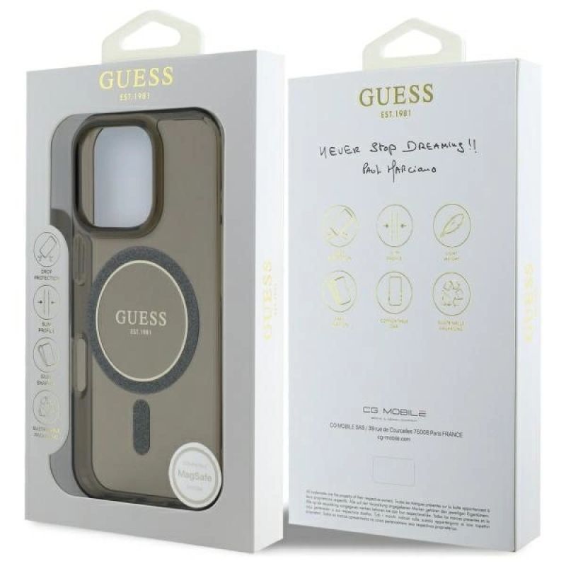 Etui Guess IML Glitter Circle MagSafe na iPhone 16 Pro - czarne - obrazek 8