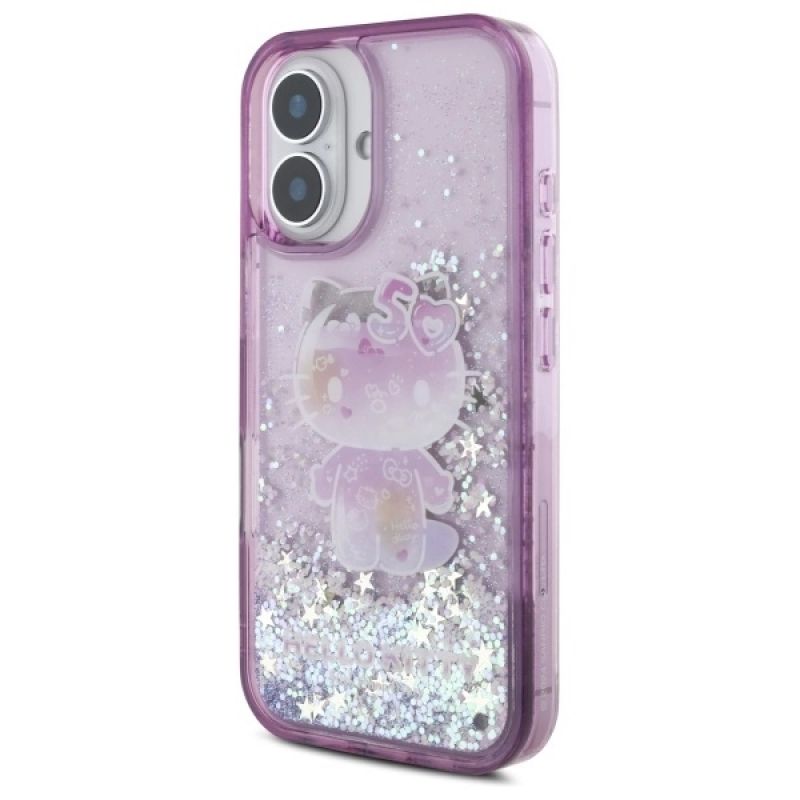 Etui Hello Kitty Liquid Glitter 50TH Anniversary Party na iPhone 16 - fioletowe - obrazek 2