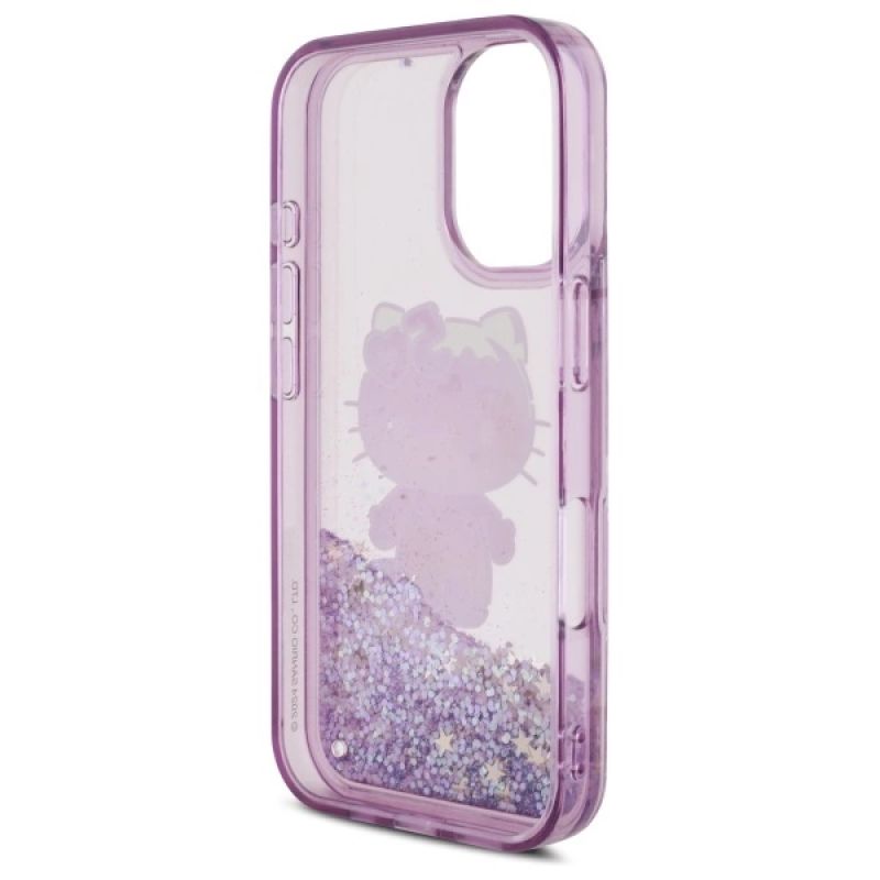 Etui Hello Kitty Liquid Glitter 50TH Anniversary Party na iPhone 16 - fioletowe - obrazek 7