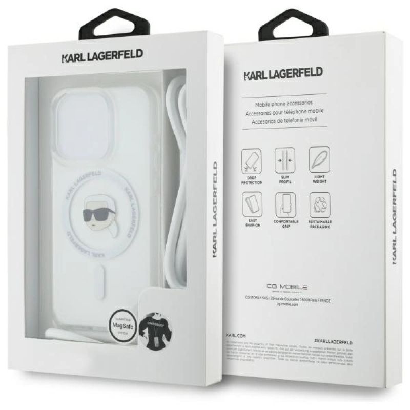 Etui Karl Lagerfeld Crossbody IML Karl Head Magsafe na iPhone 16 Pro - przezroczyste - obrazek 7