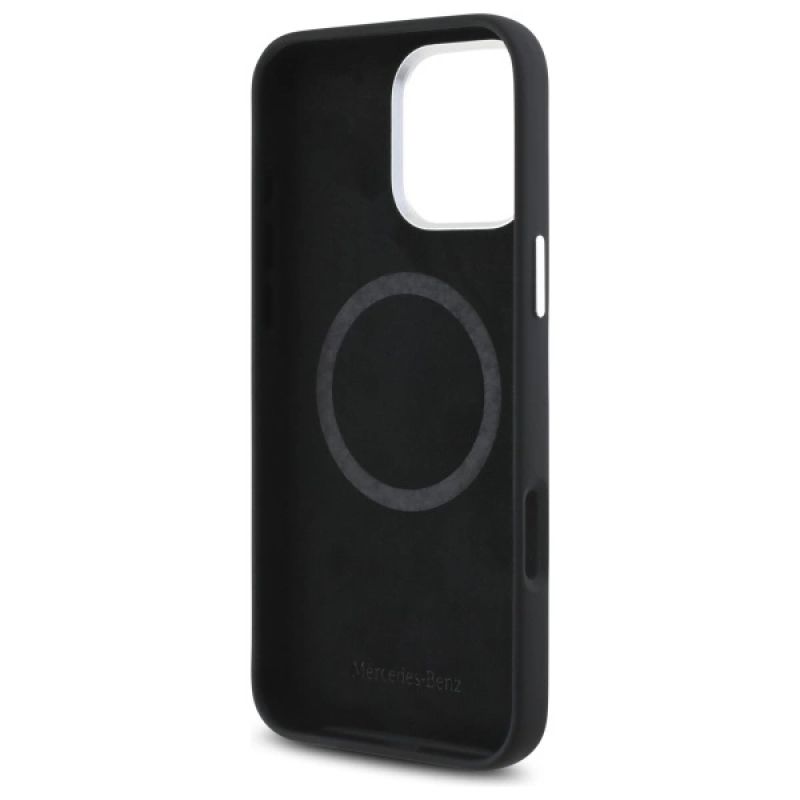 Etui Mercedes Silicone Tonal Logo Wood Pattern MagSafe na iPhone 16 Pro Max - czarne - obrazek 7