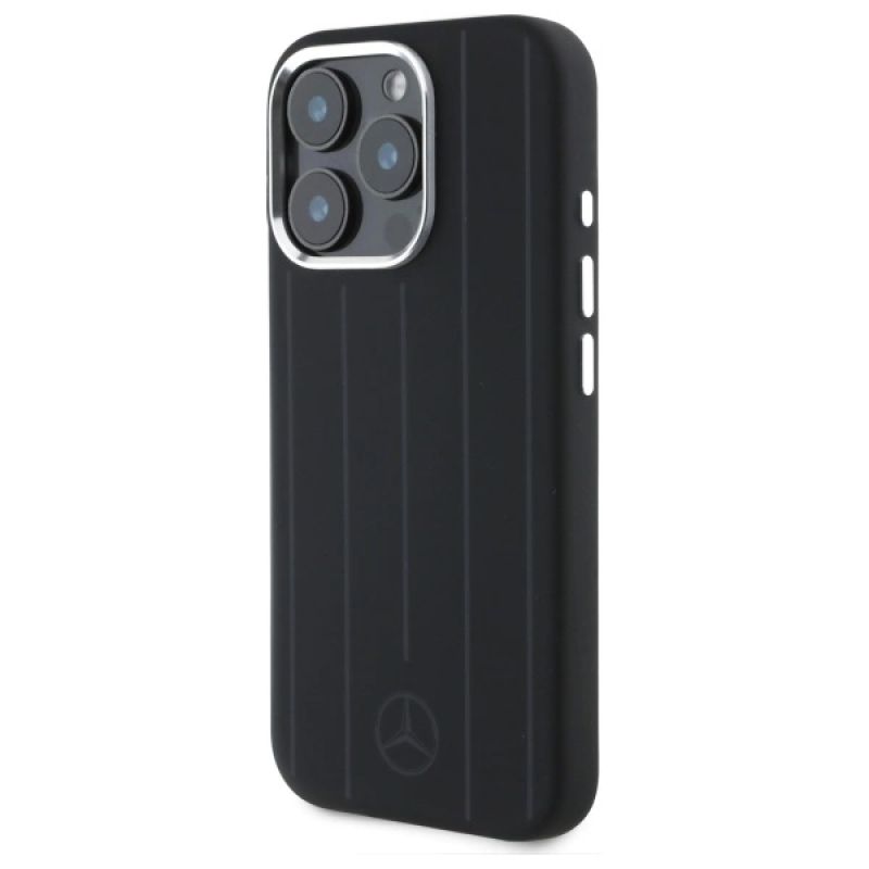 Etui Mercedes Silicone Vertical Tonal Stripes MagSafe na iPhone 16 Pro Max - czarne - obrazek 2