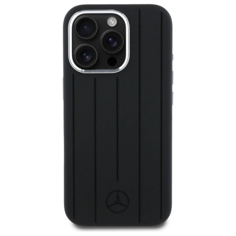 Etui Mercedes Silicone Vertical Tonal Stripes MagSafe na iPhone 16 Pro Max - czarne - obrazek 3