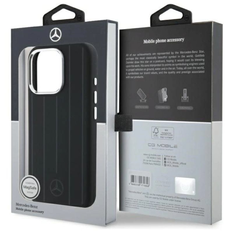 Etui Mercedes Silicone Vertical Tonal Stripes MagSafe na iPhone 16 Pro Max - czarne - obrazek 8