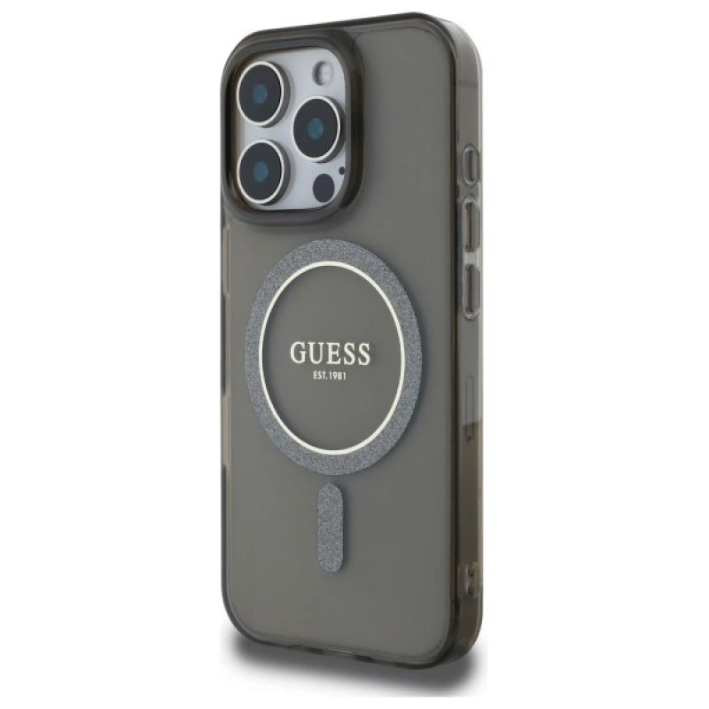 Etui Guess IML Glitter Circle MagSafe na iPhone 16 Pro Max - czarne - obrazek 2