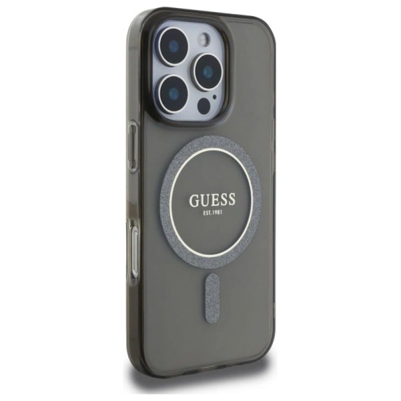 Etui Guess IML Glitter Circle MagSafe na iPhone 16 Pro Max - czarne - obrazek 4