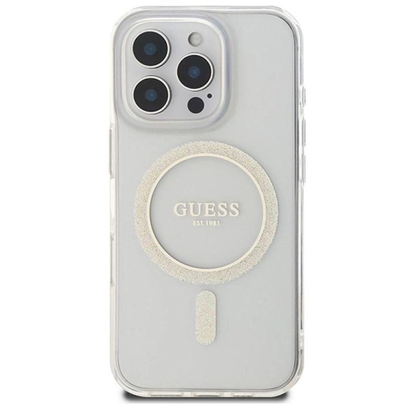 Etui Guess IML Glitter Circle MagSafe na iPhone 16 Pro Max - przezroczyste - obrazek 3