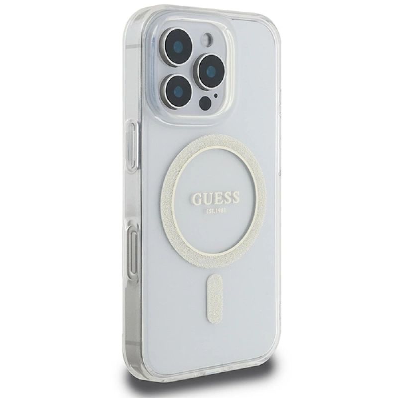 Etui Guess IML Glitter Circle MagSafe na iPhone 16 Pro Max - przezroczyste - obrazek 4
