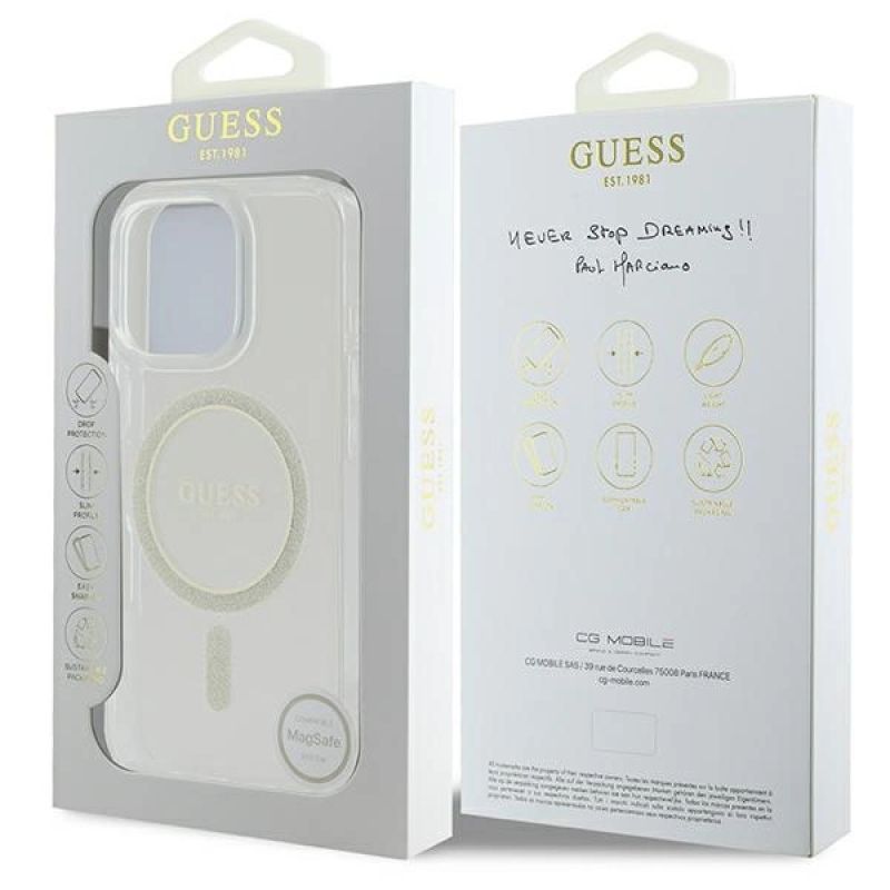 Etui Guess IML Glitter Circle MagSafe na iPhone 16 Pro Max - przezroczyste - obrazek 8