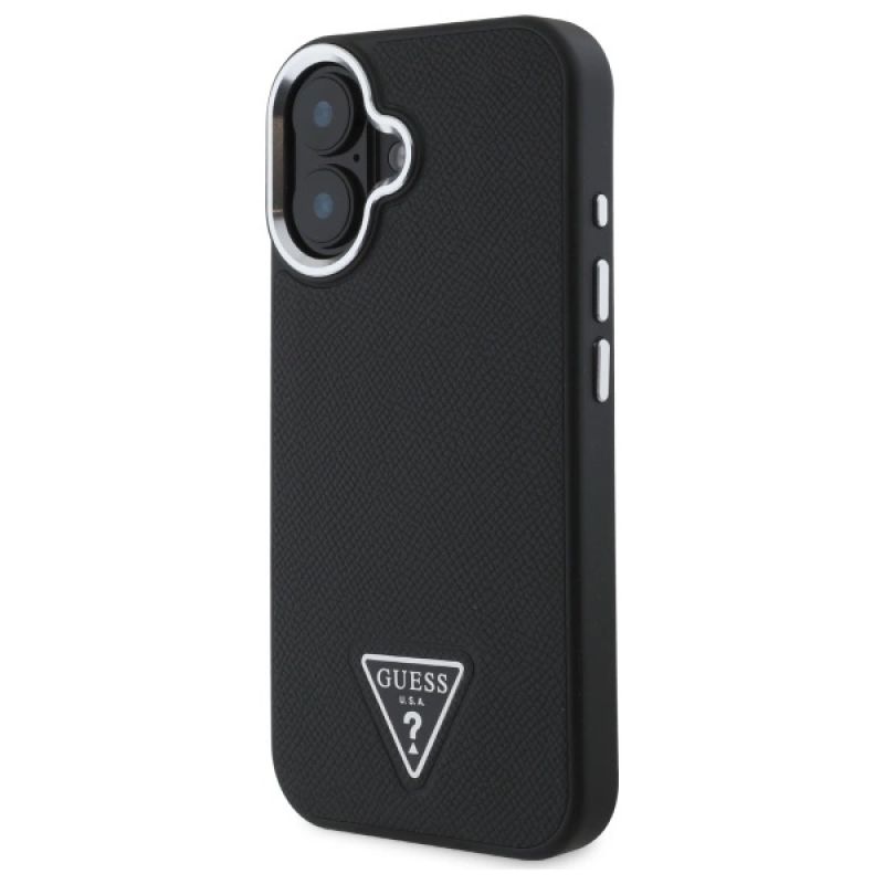 Guess GUHMP16MPGTSPSK iPhone 16 Plus 6.7" czarny/black hardcase Grained Triangle MagSafe - obrazek 2