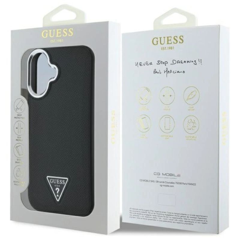 Guess GUHMP16MPGTSPSK iPhone 16 Plus 6.7" czarny/black hardcase Grained Triangle MagSafe - obrazek 8