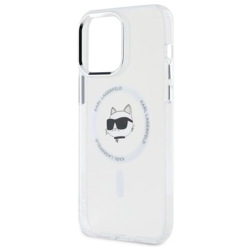 Etui Karl Lagerfeld IML Metal Choupette Head MagSafe na iPhone 14 Pro Max - białe - obrazek 6
