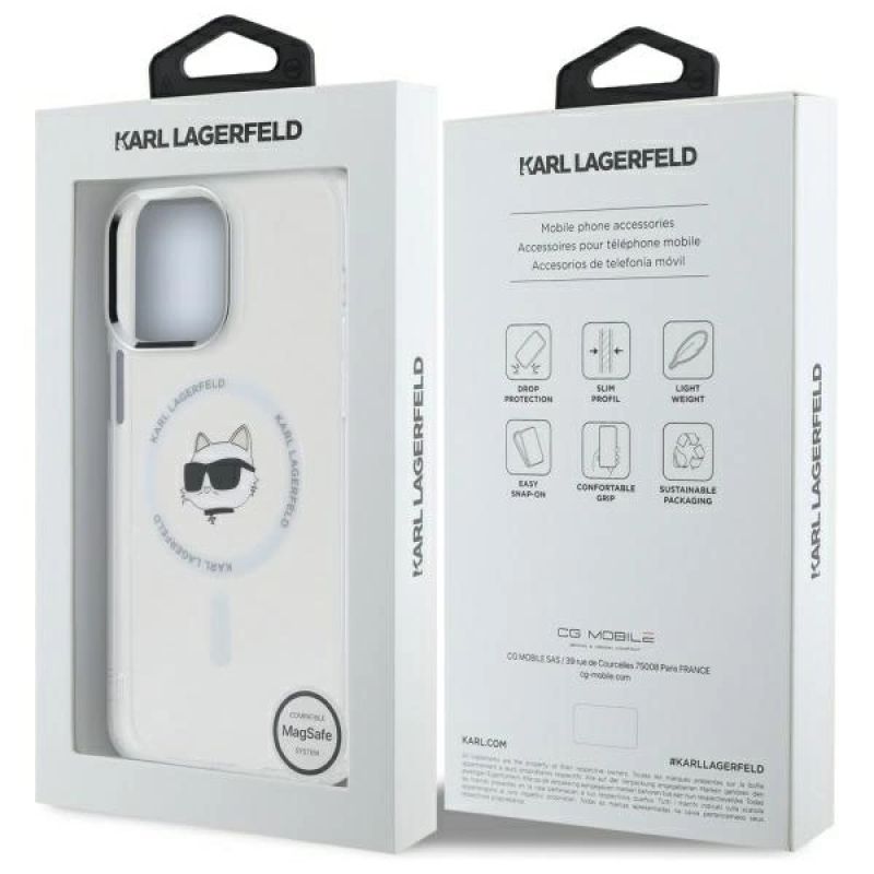 Etui Karl Lagerfeld IML Metal Choupette Head MagSafe na iPhone 14 Pro Max - białe - obrazek 8