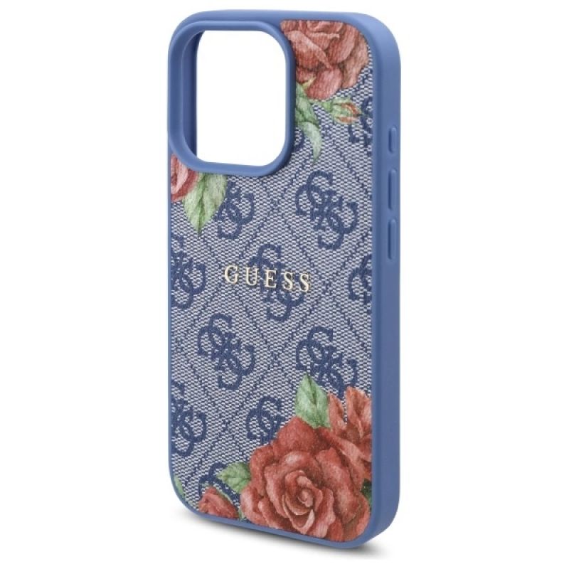 Etui Guess 4G Flowers Print MagSafe na iPhone 16 Pro Max - niebieskie - obrazek 6