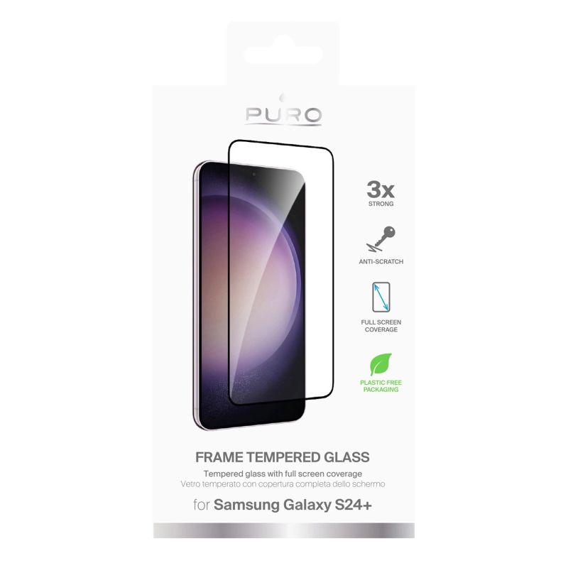 Szkło hartowane Puro Frame Tempered Glass z czarną ramką do Samsung Galaxy S25+ / S24+ - obrazek 2