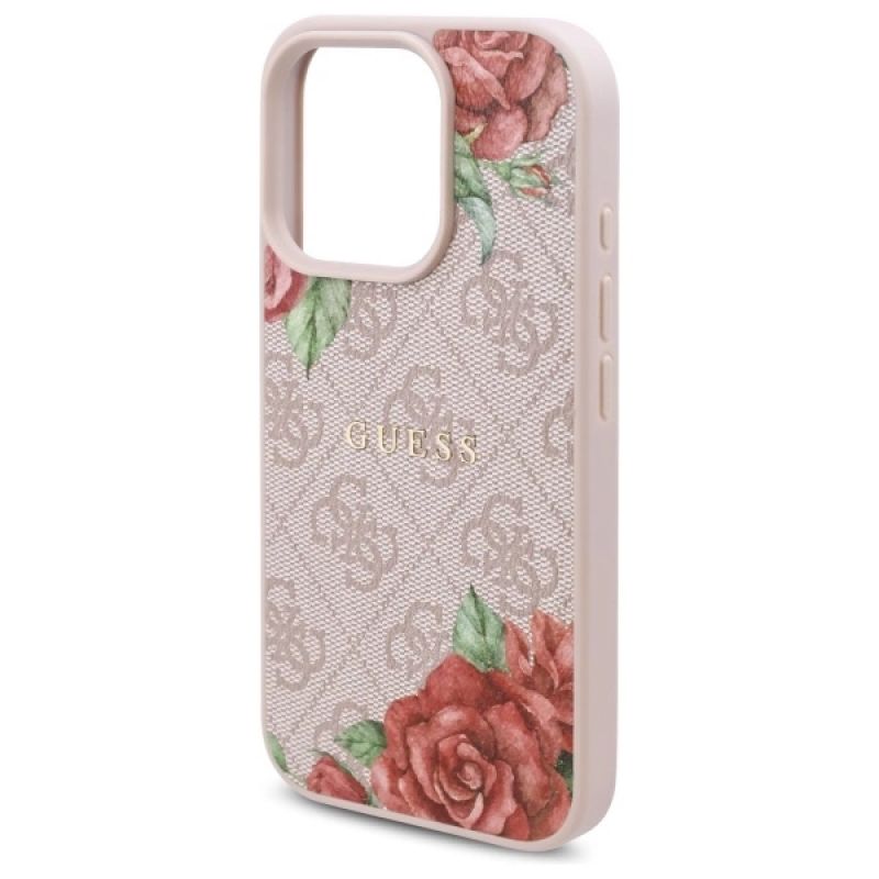 Etui Guess 4G Flowers Print MagSafe na iPhone 16 Pro 6.3" - różowe - obrazek 6
