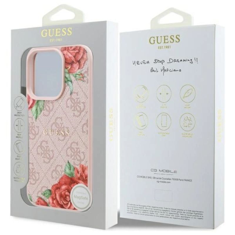 Etui Guess 4G Flowers Print MagSafe na iPhone 16 Pro 6.3" - różowe - obrazek 8
