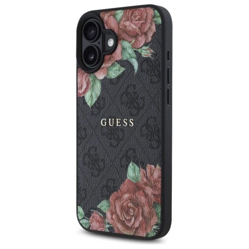Etui Guess 4G Flowers Print MagSafe na iPhone 16 6.1" - czarne - obrazek 2