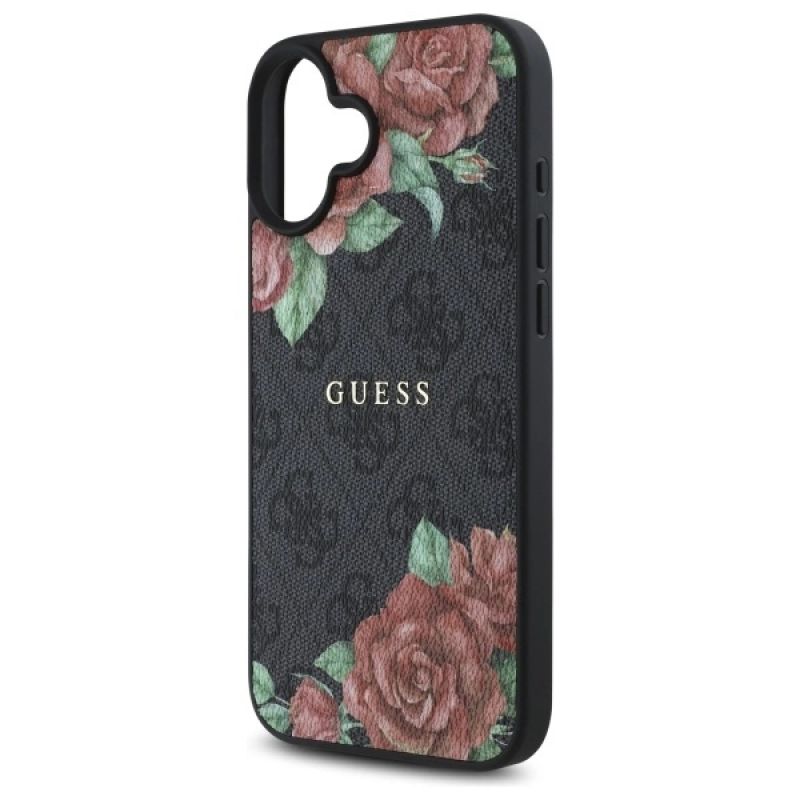 Etui Guess 4G Flowers Print MagSafe na iPhone 16 6.1" - czarne - obrazek 6