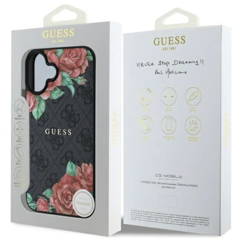 Etui Guess 4G Flowers Print MagSafe na iPhone 16 6.1" - czarne - obrazek 8