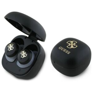 Słuchawki Bluetooth Guess Iridescent 4G Printed Logo TWS + stacja dokująca - czarne