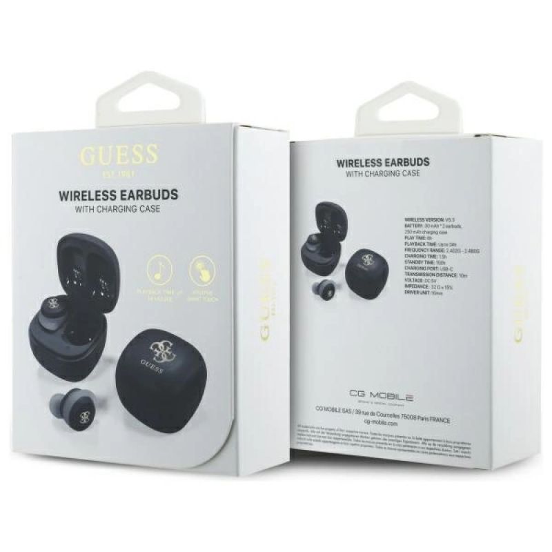 Słuchawki Bluetooth Guess Iridescent 4G Printed Logo TWS + stacja dokująca - czarne - obrazek 6