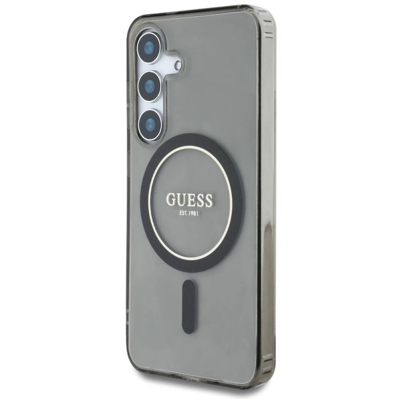 Etui Guess Glitter Circle Classic Logo MagSafe do Samsung Galaxy S25 czarny - obrazek 2