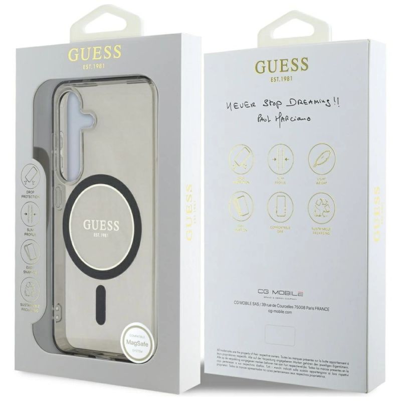 Etui Guess Glitter Circle Classic Logo MagSafe do Samsung Galaxy S25 czarny - obrazek 8