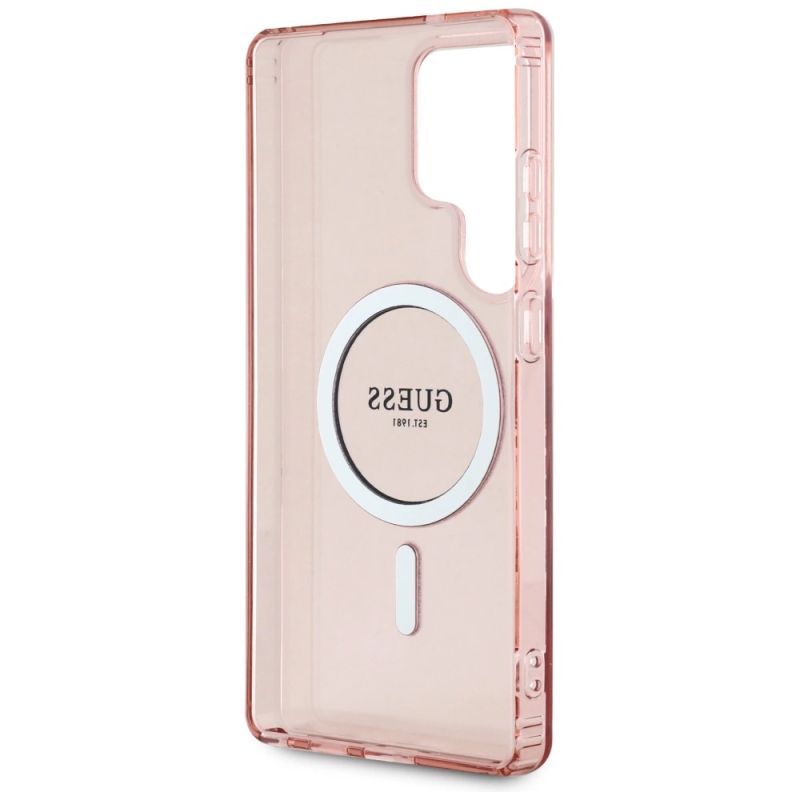 Etui Guess Glitter Circle Classic Logo MagSafe do Samsung Galaxy S25 Ultra różowy - obrazek 7