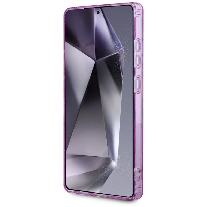 Etui Guess Glitter Flowers Triangle Buttons MagSafe na Samsung Galaxy S25 Ultra - fioletowe - obrazek 5
